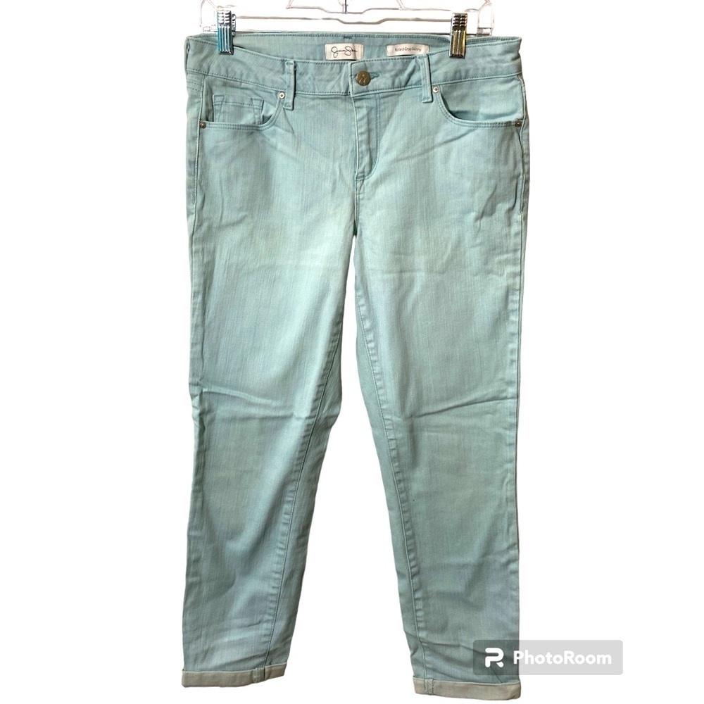 Jessica Simpson jeans pants sky blue pockets rolled crop skinny Sz 10/30.  M-08